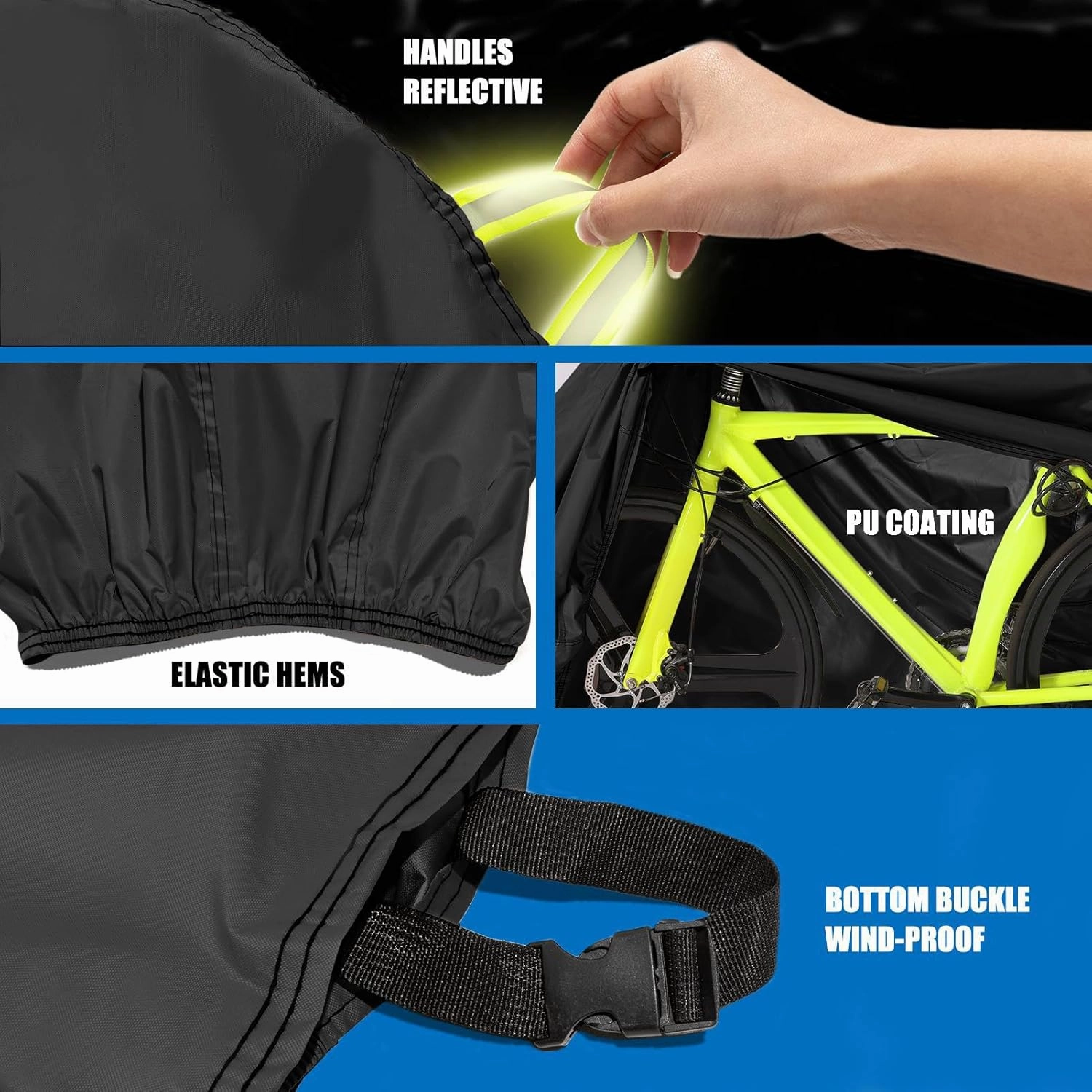 Bike Cover for 1 or 2 Bikes Outdoor Storage Waterproof Bicycle Cover for Transport on Rack, Rain Sun UV Dust Wind Proof with Wind-Secure Strap & Storage Bag, 420D Heavy Duty Bike Covers