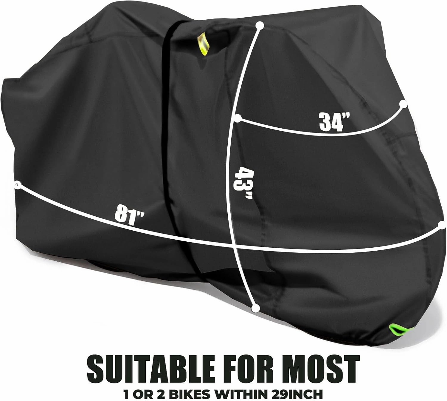 Bike Cover for 1 or 2 Bikes Outdoor Storage Waterproof Bicycle Cover for Transport on Rack, Rain Sun UV Dust Wind Proof with Wind-Secure Strap & Storage Bag, 420D Heavy Duty Bike Covers