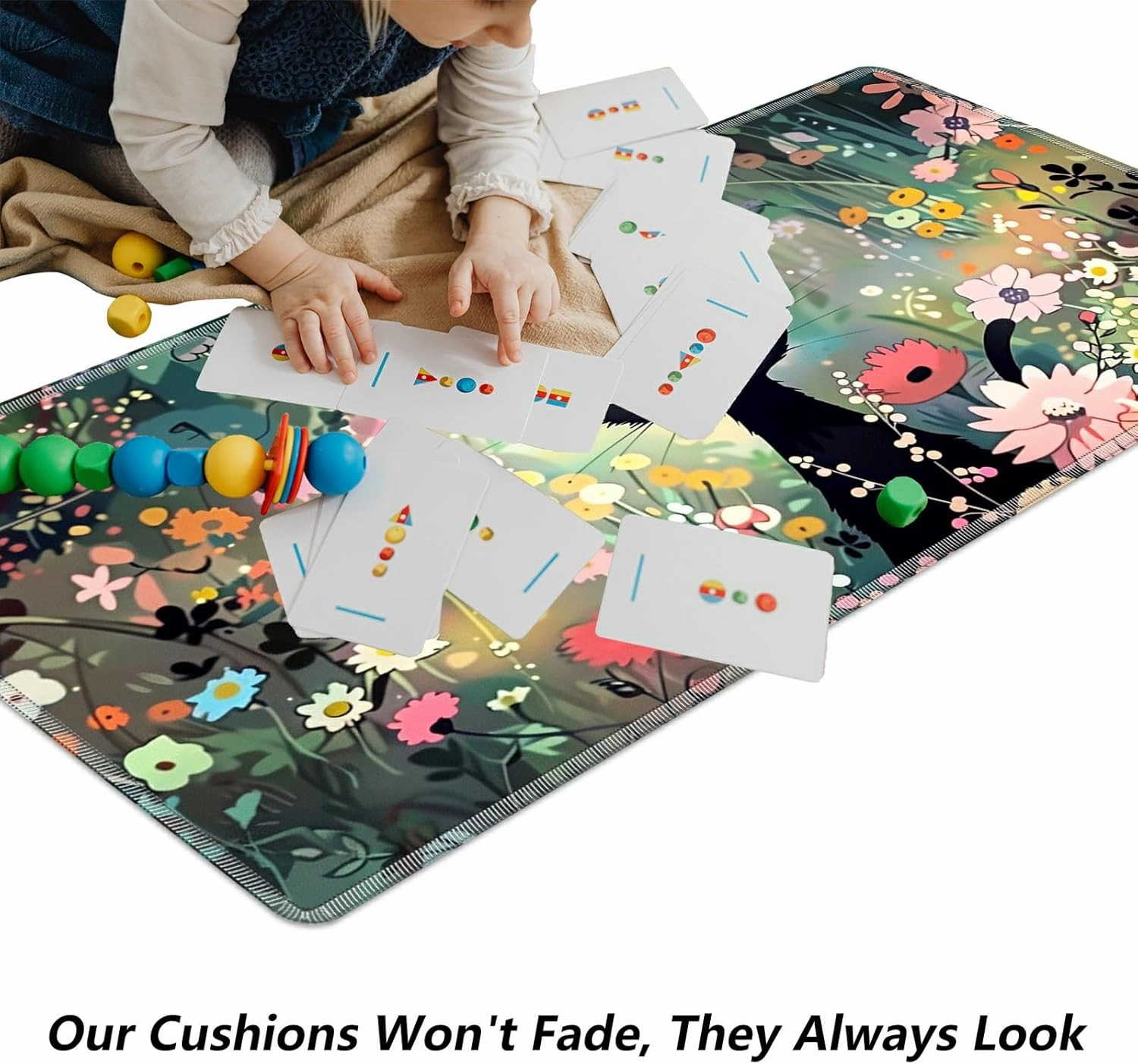 Black Cat Among Flowers for MTG & TCG Playmat, 24" x 14" Mouse Pad for MTG/RPG/CCG Trading Card Games
