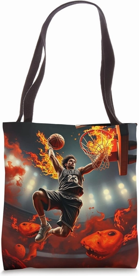 Blazing Basketball Dunk - Basketball Player Tote Bag