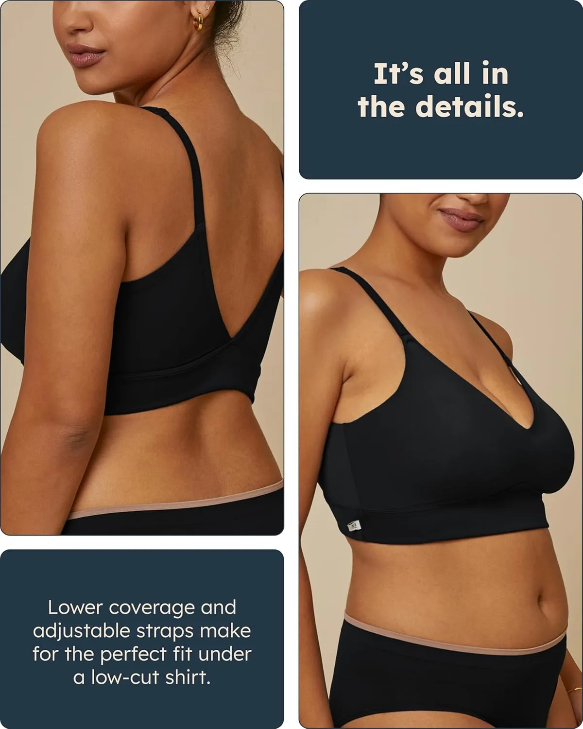 Bliss Triangle Bralette - Ultra-Soft & Lightweight, Deep V Bralette for Women
