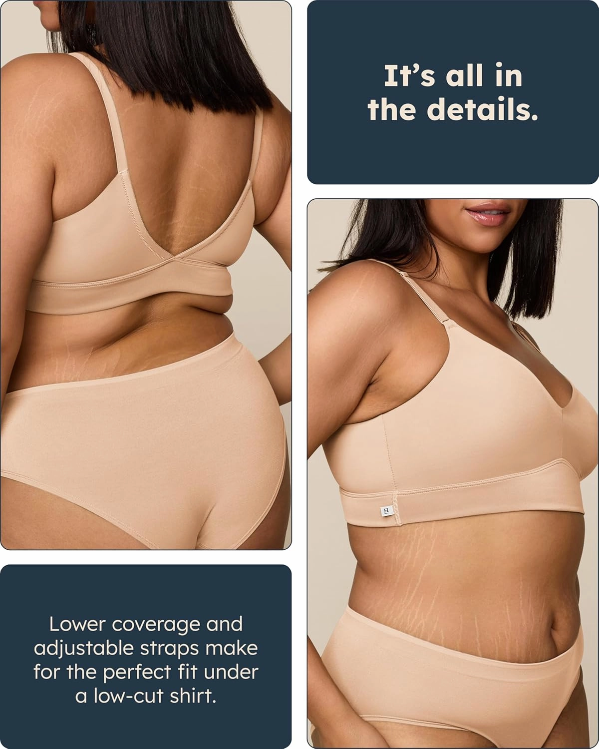 Bliss Triangle Bralette - Ultra-Soft & Lightweight, Deep V Bralette for Women