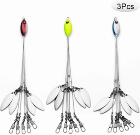 BLISSWILL Alabama Umbrella Rig Fishing Lures Set 5 Arms Alabama Rig Kit with 8 Multi-Lure Spinner Baits Willow Blade Ultralight Lure 3Pcs for Bass Fishing Artificial Bait Fishing Baits and Lures