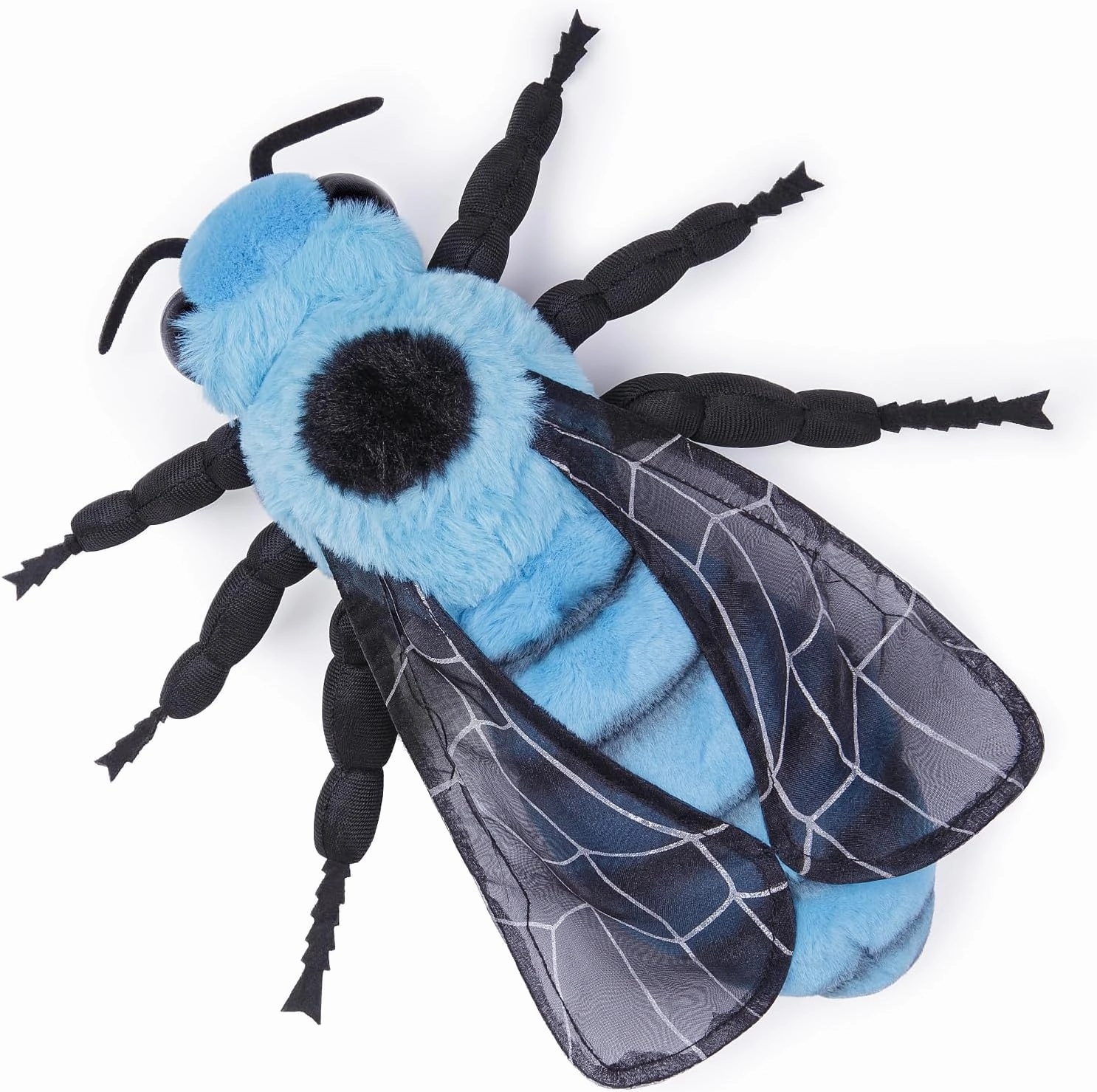 Blue Bee Plush Toy, Lifelike Blue Bee 11in Stuffed Animals, Realistic Soft Big Bee Plushie Model Toy, Unique Plush Gift Collection for Kids