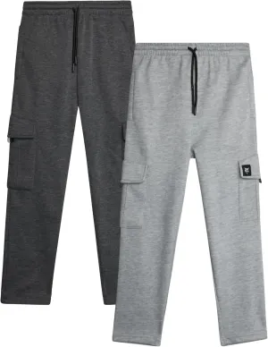 Bobcat Boys' Sweatpants - 2 Pack Soft Fleece Athletic Pull On Cargo Jogger Pants (Sizes: 8-18)