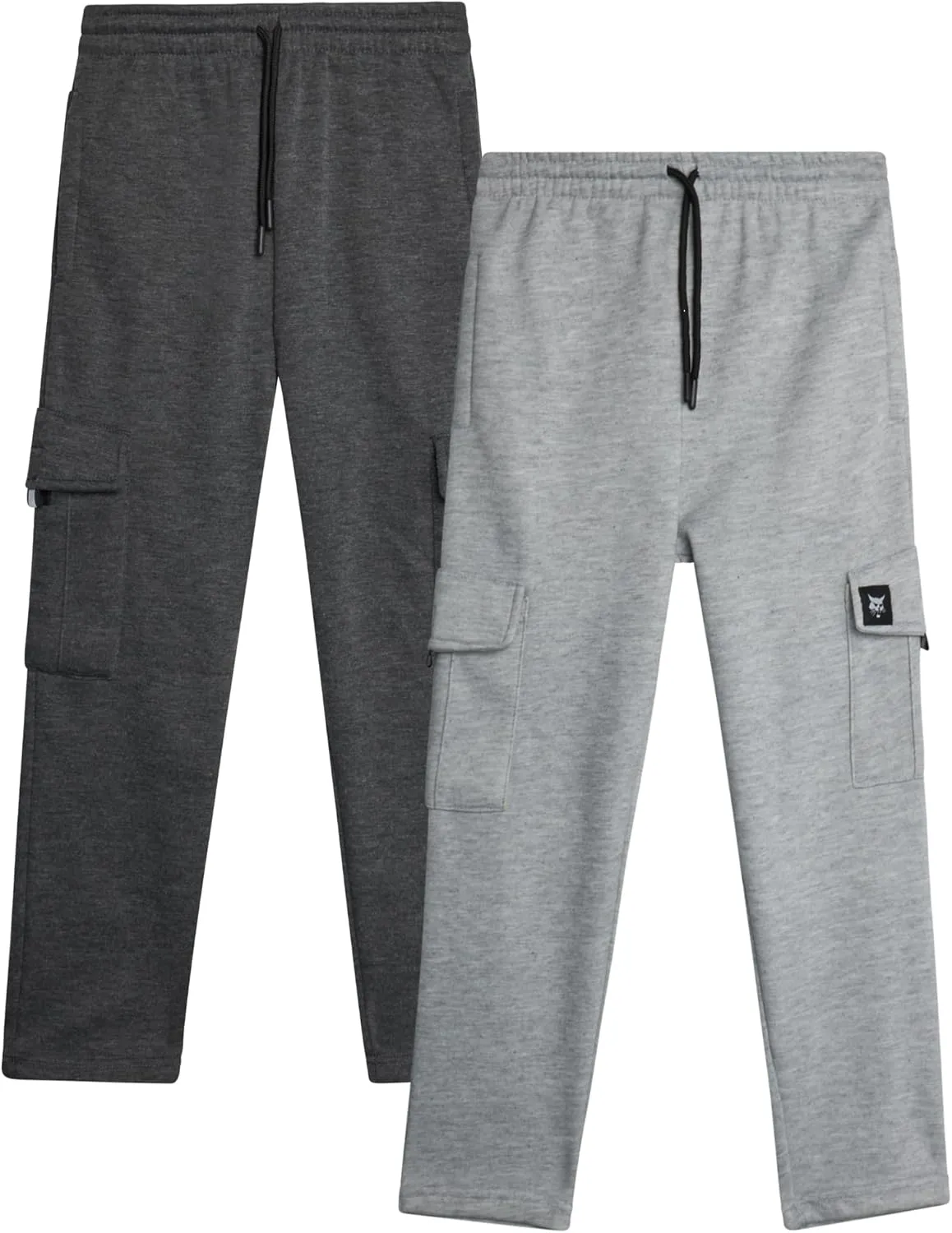 Bobcat Boys' Sweatpants - 2 Pack Soft Fleece Athletic Pull On Cargo Jogger Pants (Sizes: 8-18)