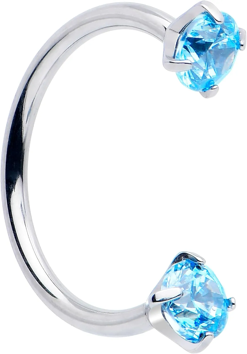 Body Candy Double Gem Titanium Horseshoe Nose Ring - Internally Threaded Solid Titanium CZ Horseshoe Nose Hoop