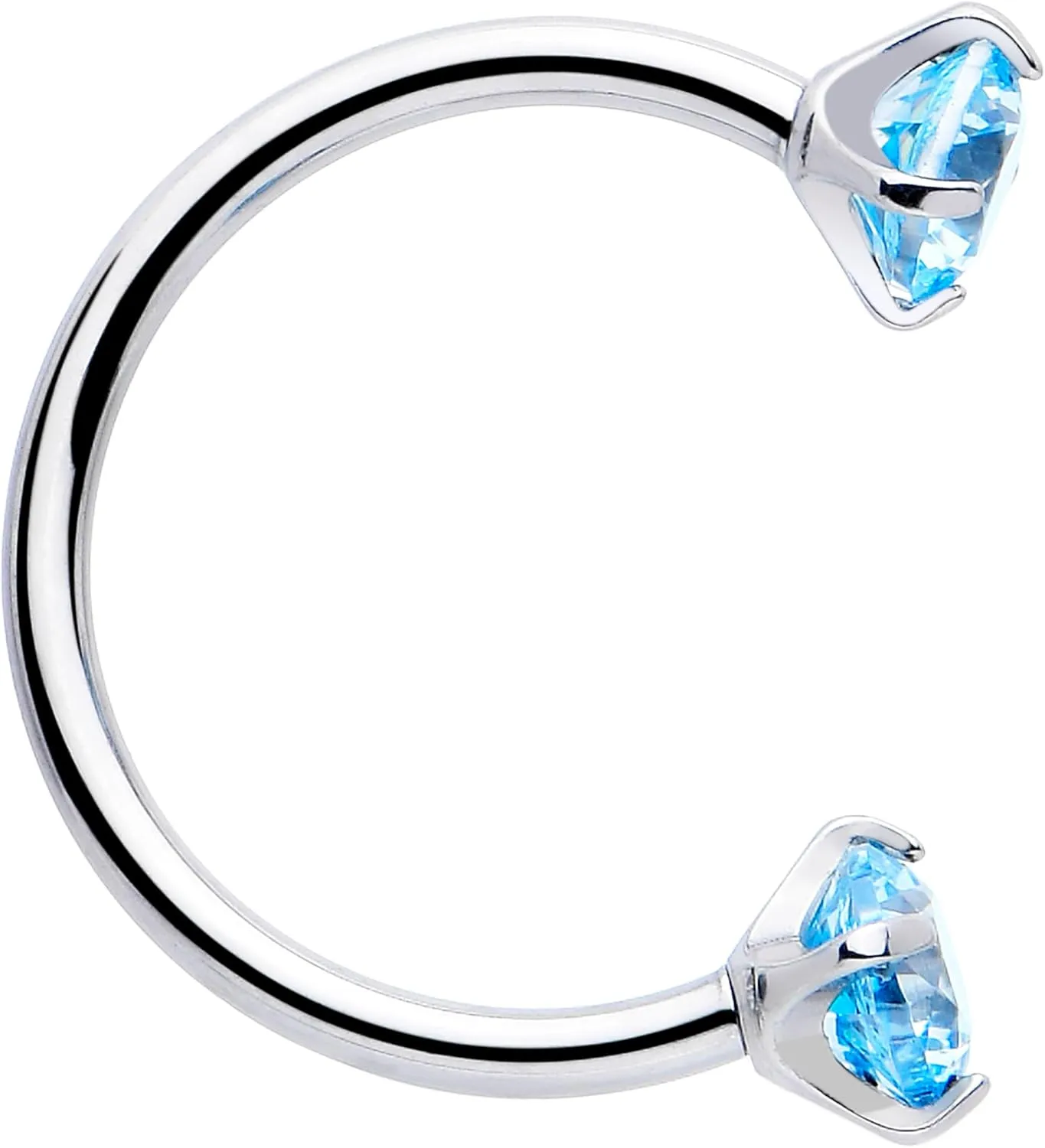 Body Candy Double Gem Titanium Horseshoe Nose Ring - Internally Threaded Solid Titanium CZ Horseshoe Nose Hoop