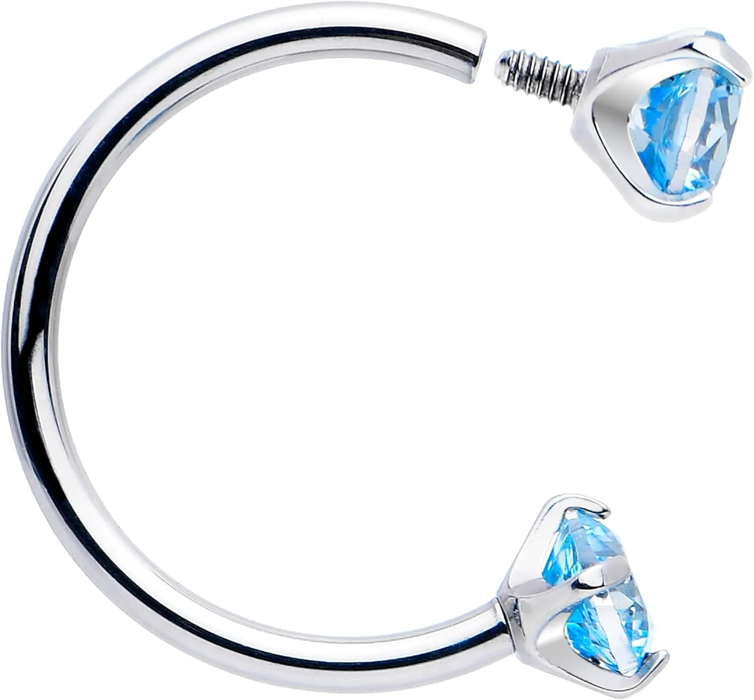 Body Candy Double Gem Titanium Horseshoe Nose Ring - Internally Threaded Solid Titanium CZ Horseshoe Nose Hoop