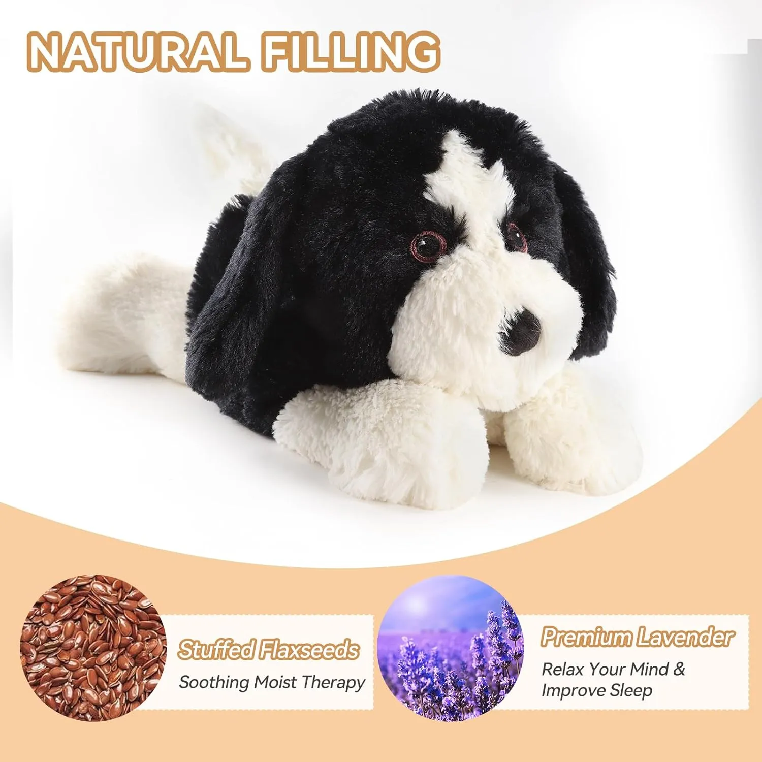 Border Collie Dog Plush Stuffed Animal, Microwave Heating Pads Animal for Cramps & Anxiety Relief, Heatable Cooling Lavender Scentsy Plush Buddy for Adults & Kids