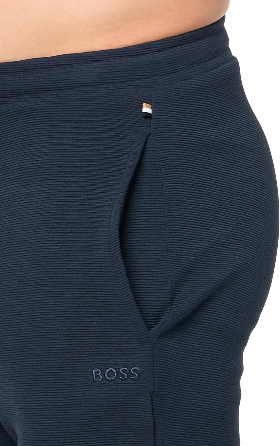 BOSS Soft Ribbed Sweat Shorts, Black Berry Blue, M