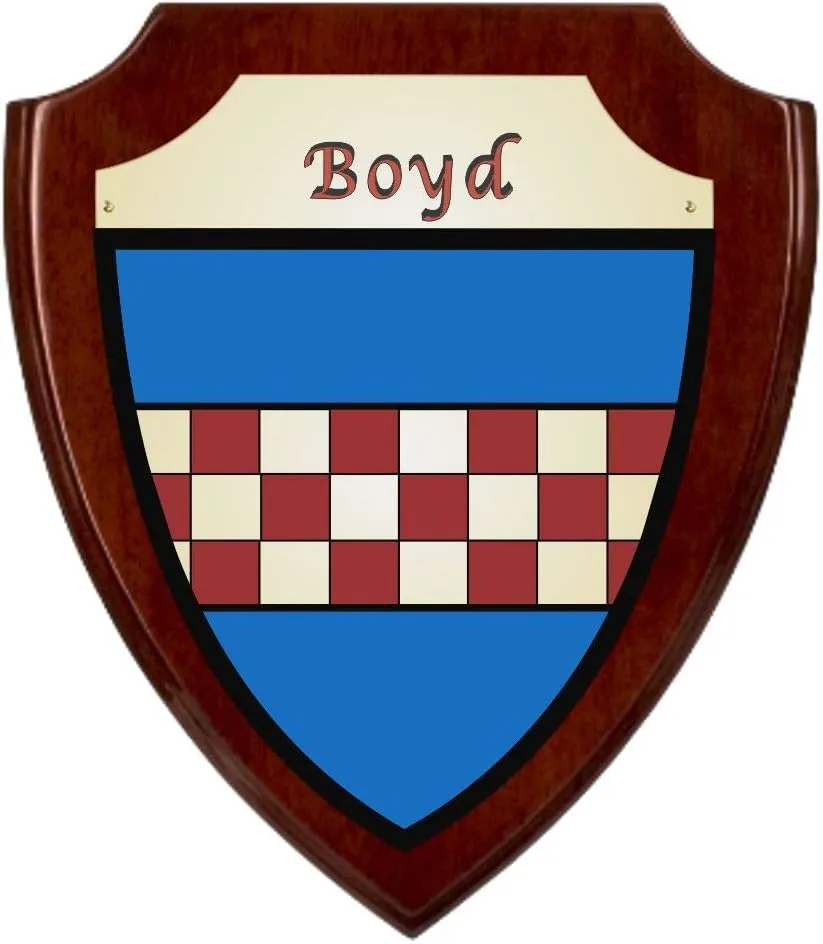 Boyd Irish Coat of Arms Shield Plaque - Rosewood Finish