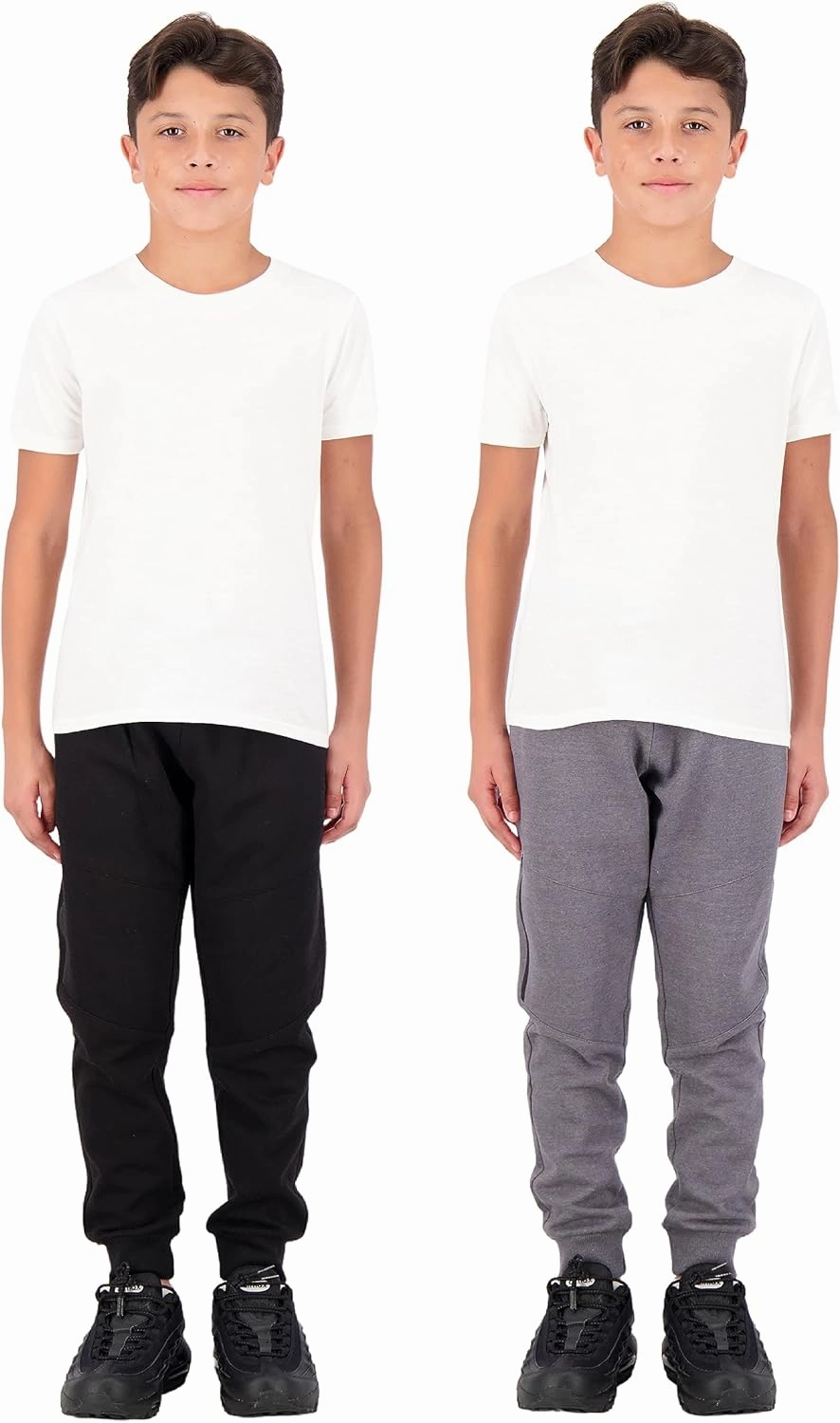 Boys 2-Pack Fleece Jogger Sweatpants with Zipper Pockets Pull on Pants for Kids