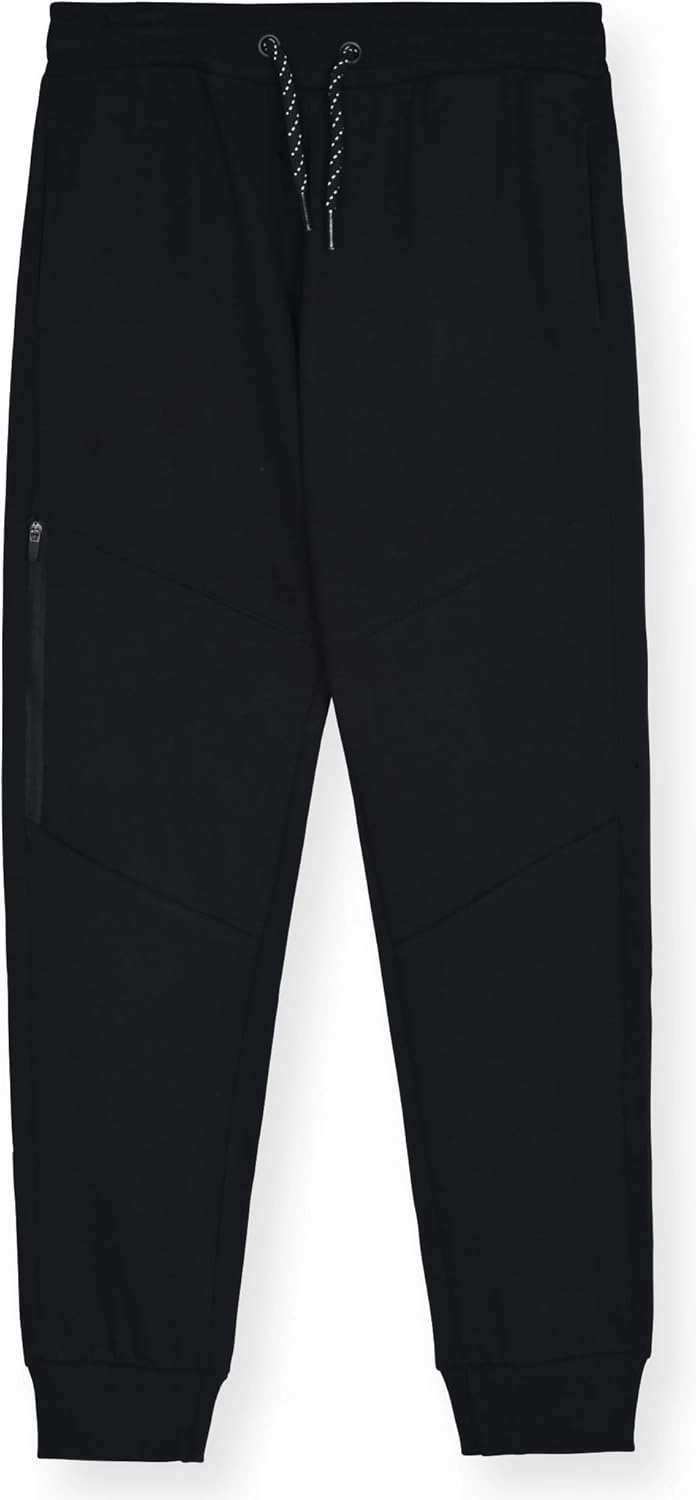 Boys 2-Pack Fleece Jogger Sweatpants with Zipper Pockets Pull on Pants for Kids