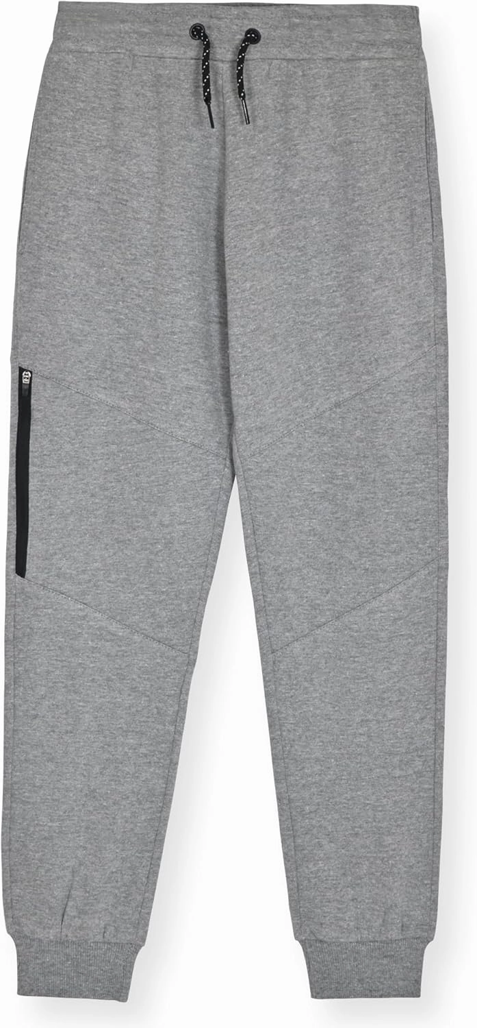 Boys 2-Pack Fleece Jogger Sweatpants with Zipper Pockets Pull on Pants for Kids