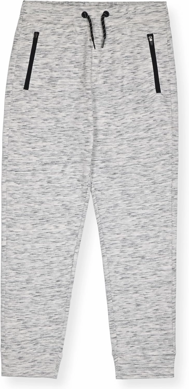 Boys 2-Pack Fleece Jogger Sweatpants with Zipper Pockets Pull on Pants for Kids