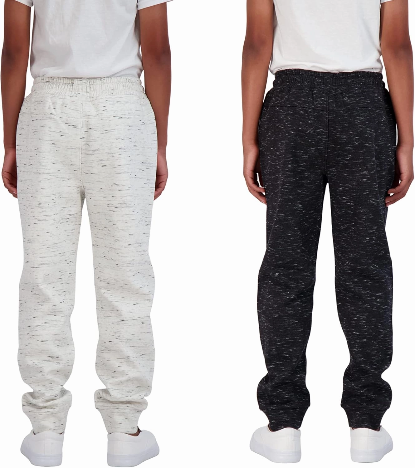 Boys 2-Pack Fleece Jogger Sweatpants with Zipper Pockets Pull on Pants for Kids