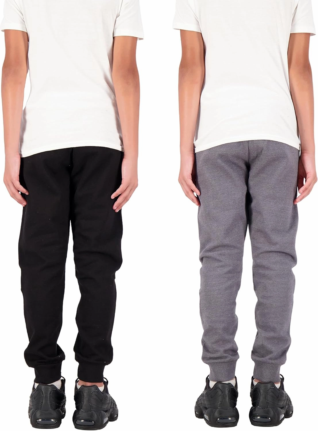 Boys 2-Pack Fleece Jogger Sweatpants with Zipper Pockets Pull on Pants for Kids