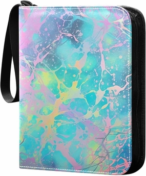 Bright Colorful Texture Card Binder 4-Pockets, 400 Pockets Card Holder with 50 Removable Sleeves, Trading Card Collector Zipper Album Holder, Collector Album