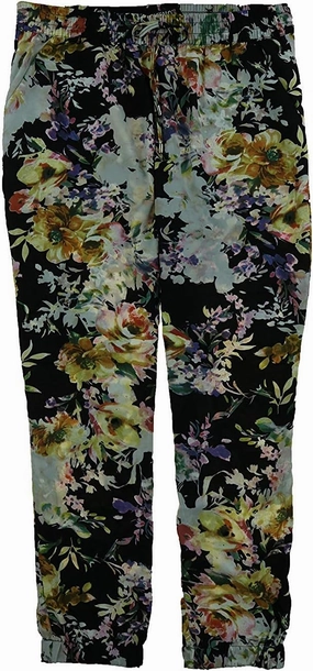 Buffalo David Bitton Ladies Super Flattering Tara Soft Pant (Medium, Black Multi Floral)