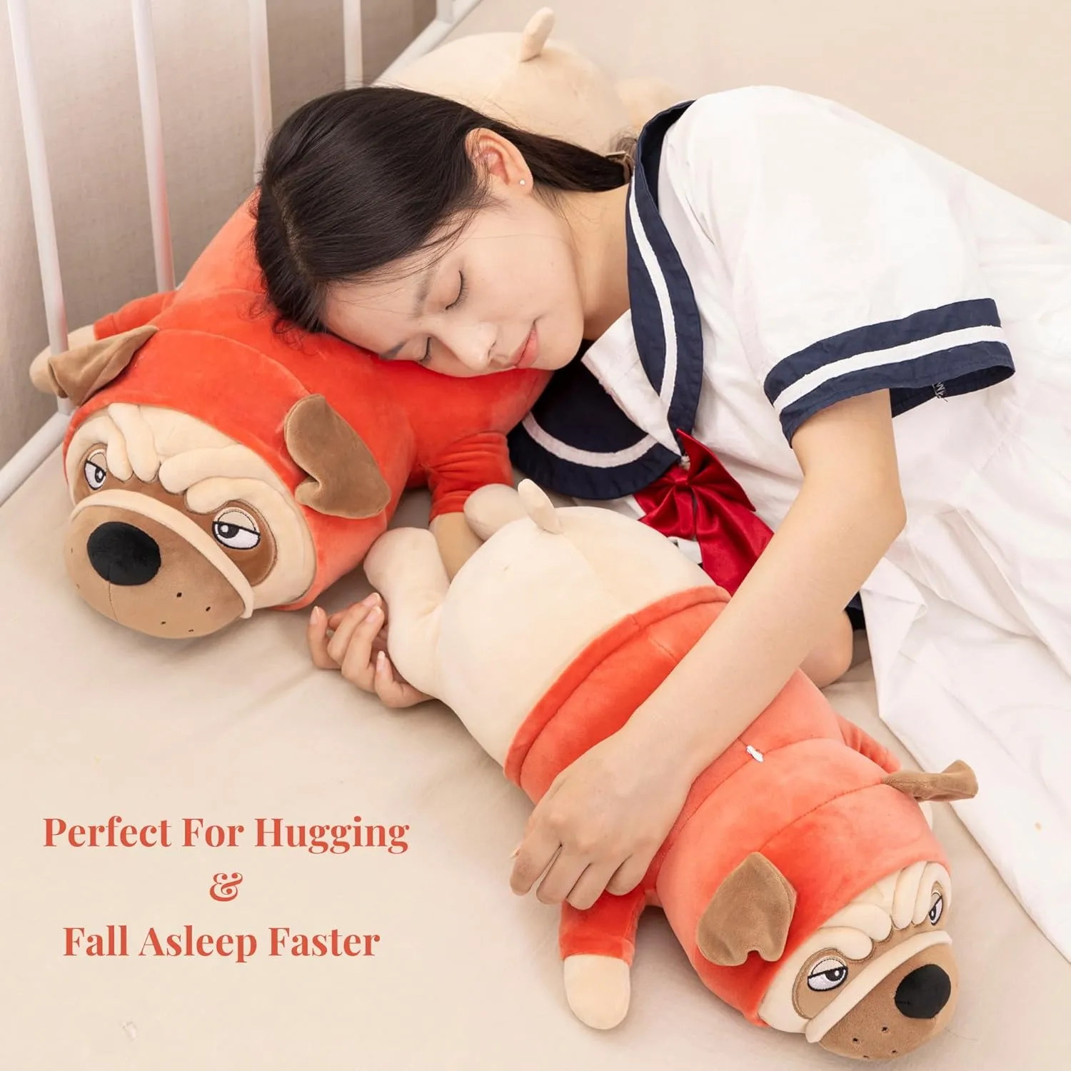 Bulldog Soft Stuffed Animal, Squishy Plush Toy 27.5'', Long Body Cuddle Pillow for Anxiety, Emotional Support, for Kids, Girl, Adults, Girlfriend, Birthday Gift, Bed & Room Décor