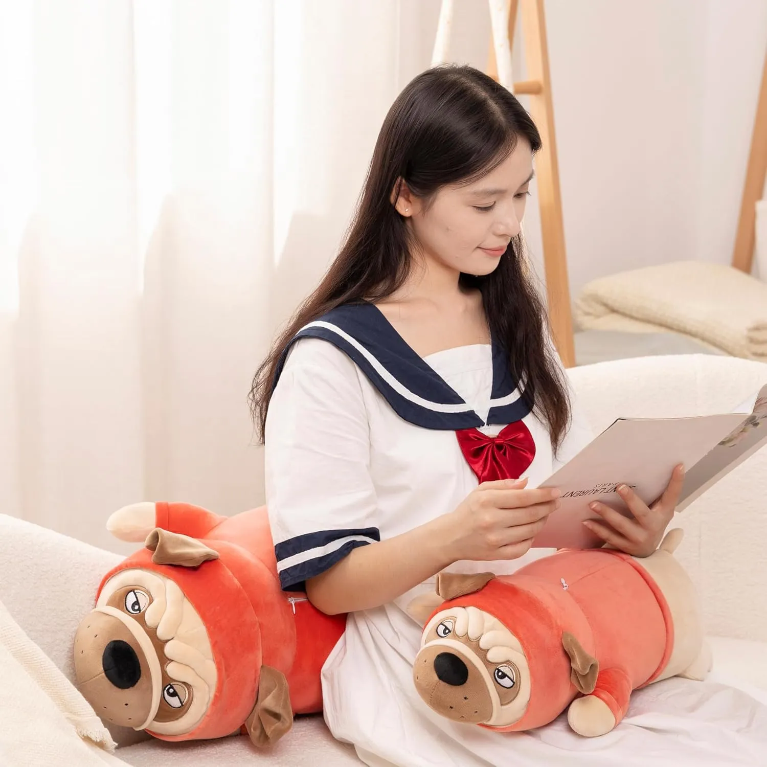 Bulldog Soft Stuffed Animal, Squishy Plush Toy 27.5'', Long Body Cuddle Pillow for Anxiety, Emotional Support, for Kids, Girl, Adults, Girlfriend, Birthday Gift, Bed & Room Décor