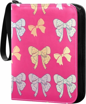 Burbuja Colorful Bows Card Binder, 4 Pockets Trading Card Binder, Portable Card Albums Fits 400 Cards with 50 Removable Sleeves for Sport Cards Game Cards