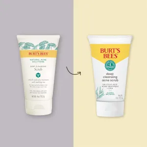 Burt’s Bees Clear and Balanced Deep Cleansing Acne Scrub, Salicylic Acid Acne Treatment with Cica, Facial Cream Exfoliator Helps Unclog Pores and Reduce Acne, 4 Oz (Pack of 2)