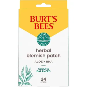 Burt's Bees Herbal Blemish Patch With Fermented Willow Bark Extract and Soothing Aloe, Clear and Balanced Spot Treatment for Pimples, 100 Percent Natural Origin Skin Care, 24 ct. Package