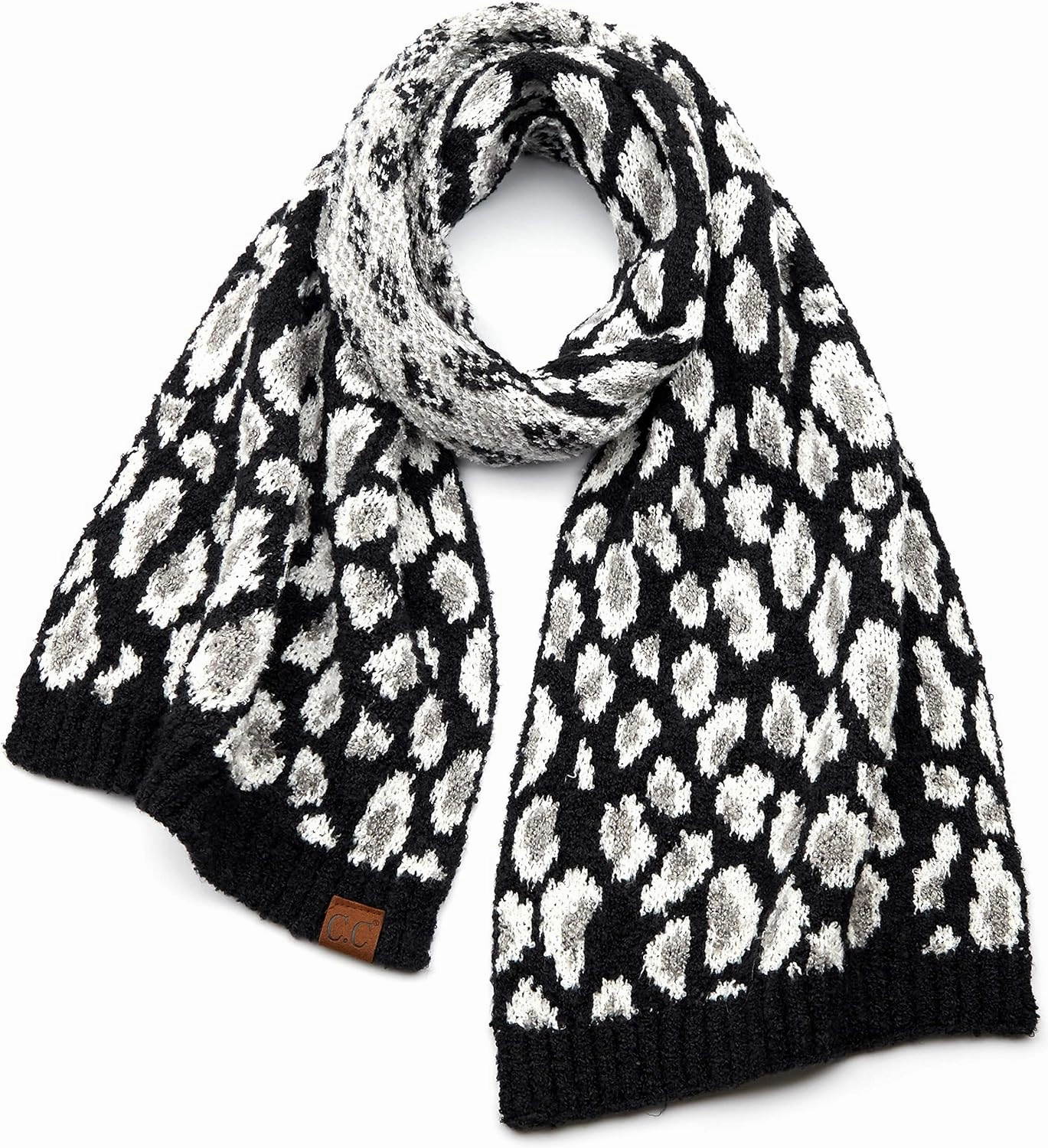 C.C Exclusives Soft Beanie hat with Leopard Pattern and Fur Pom(HAT-7001)(SF-7001)