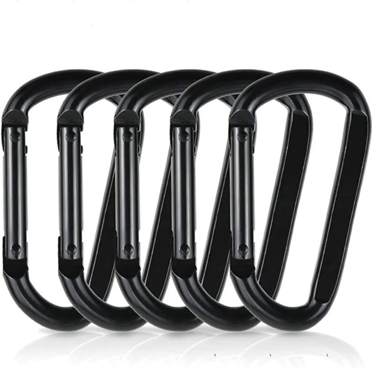 Carabiner Snap Hooks 5PCS MiniBlack D Shaped Buckle Aluminum Alloy Locking Spring Snap Hook Keychain Clip Outdoor Camping Traveling