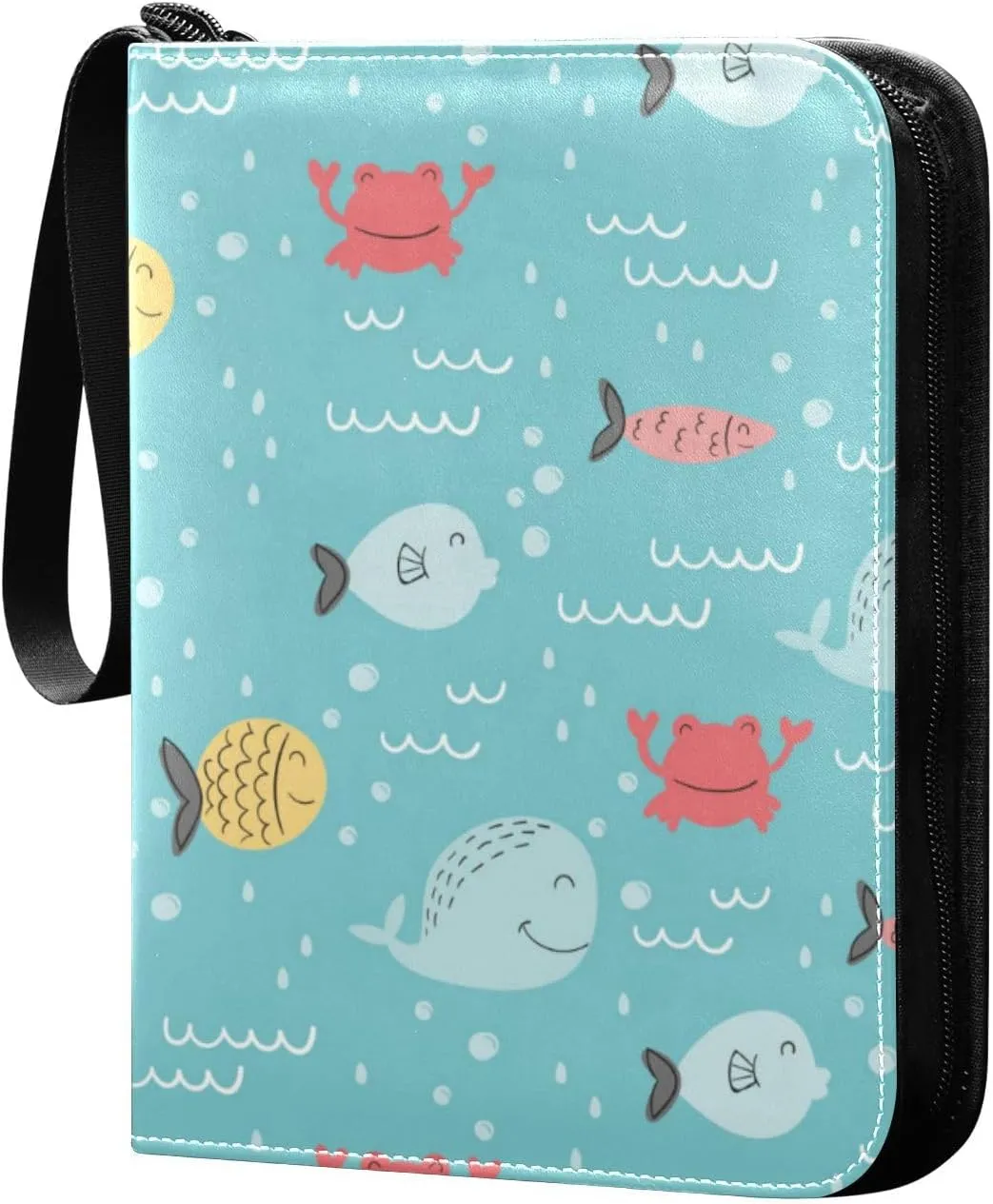 Card Binder Sports Card Binder Trading Card binder 4 Card Binder for Game Cards Sports Cards Photos Colorful Sea Fish Blue