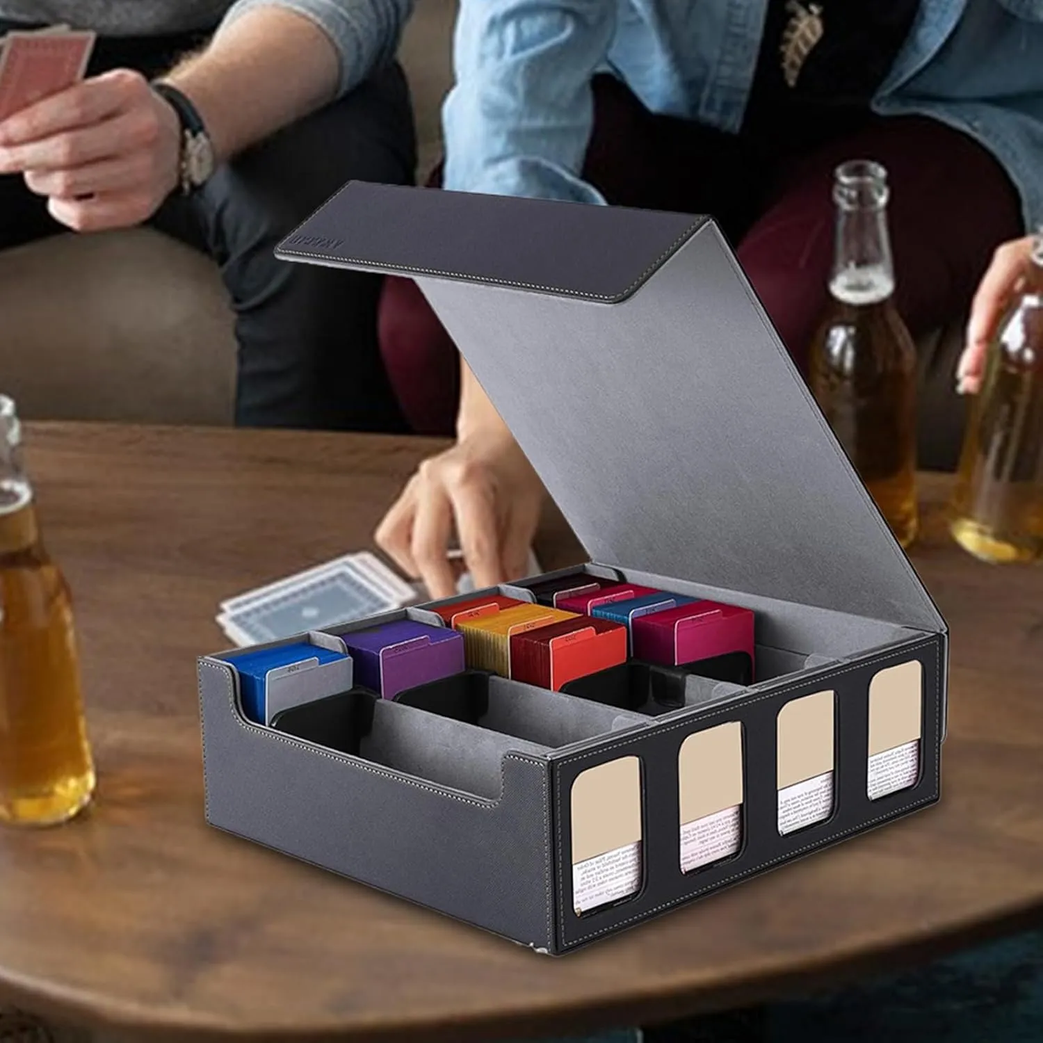 Card Organizer Box With Dividers | Trading Card Holder With 24 Colorful Divider Tabs - Easy-access Multi-Functional Protective Case For Deck-building, Storage-solution