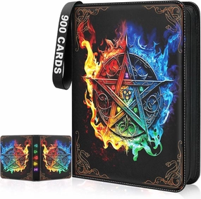 Card Binder 9 Pocket Collectible Trading Cards Storage with 50 Removable Sleeves Holder 900 Cards,3-Ring Zipper Design Perfect for Game, MTG & Sports Cards, Gifts for Boy and Girls (Colorful, Large)