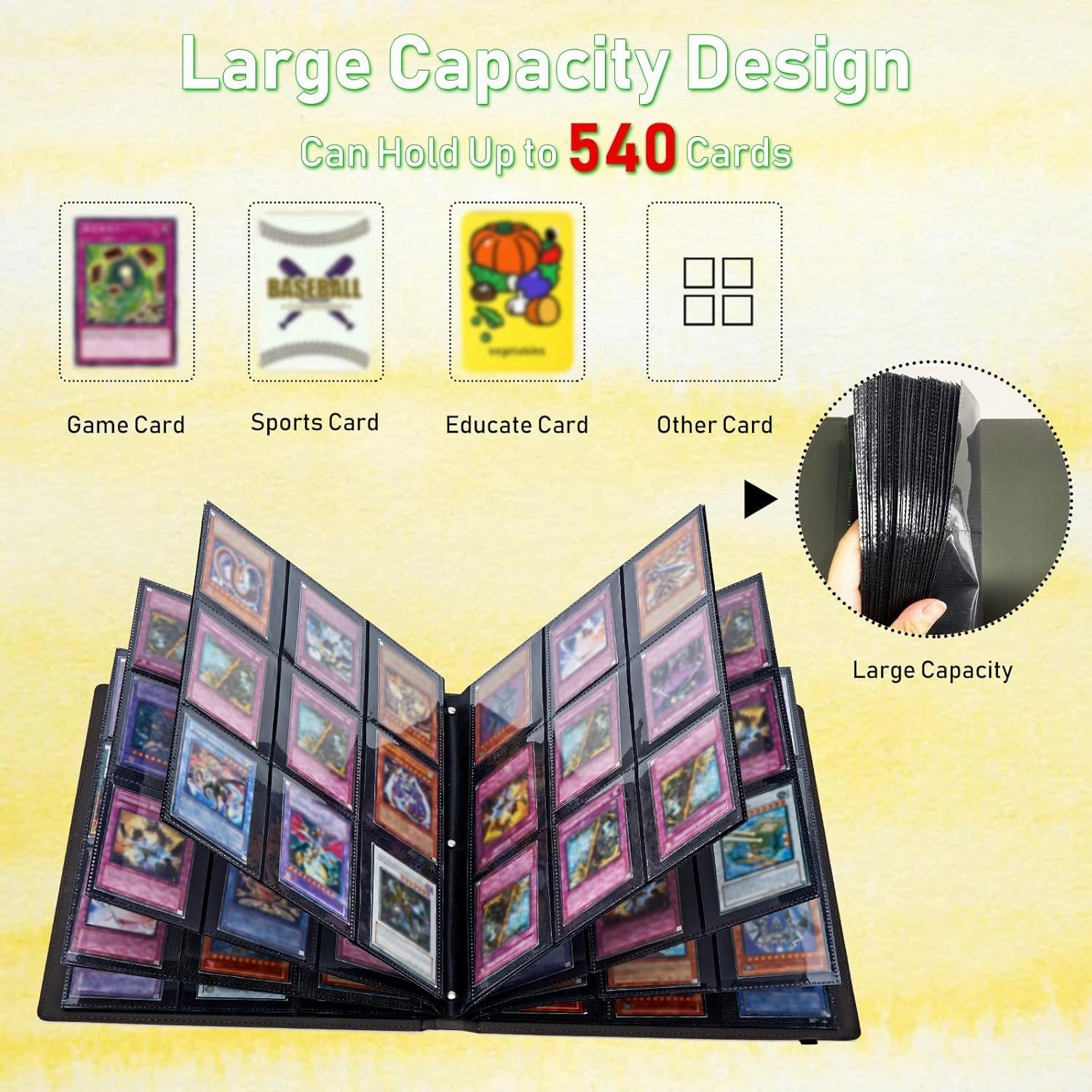 Card Binder 9 Pocket Trading Card Album Folder 540 Side Loading Pocket Binder Baseball Card Binder with Colorful Horse Pattern Design Card Binder for Game Cards & Sports Cards
