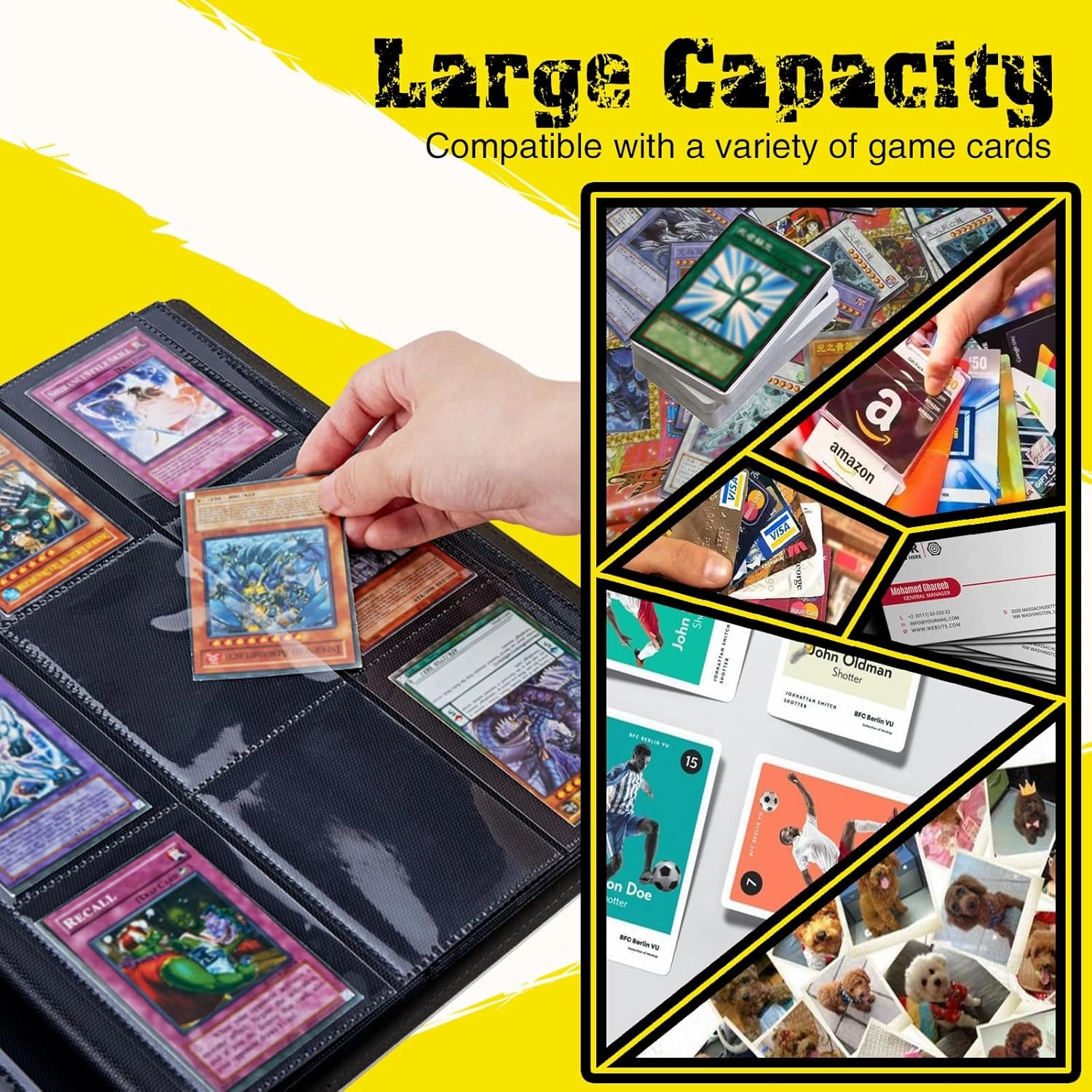 Card Binder - 9 Pocket Trading Card Album Folder,Leather 360 Side Loading Pocket Card Collection Binder for MTG,TCG,Sport Baseball,Colorful Cat Kitten