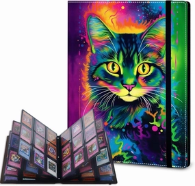 Card Binder - 9 Pocket Trading Card Album Folder,Leather 360 Side Loading Pocket Card Collection Binder for MTG,TCG,Sport Baseball,Colorful Cat Kitten