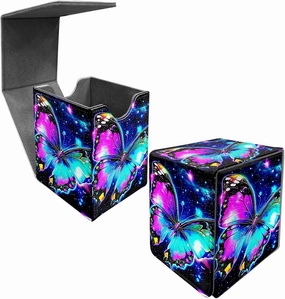 Card Deck Box Trading Cards with Strong Magnet Colorful Butterfly Theme Commander Storage Magic Premium Card Case for TCG CCG Magic Cards