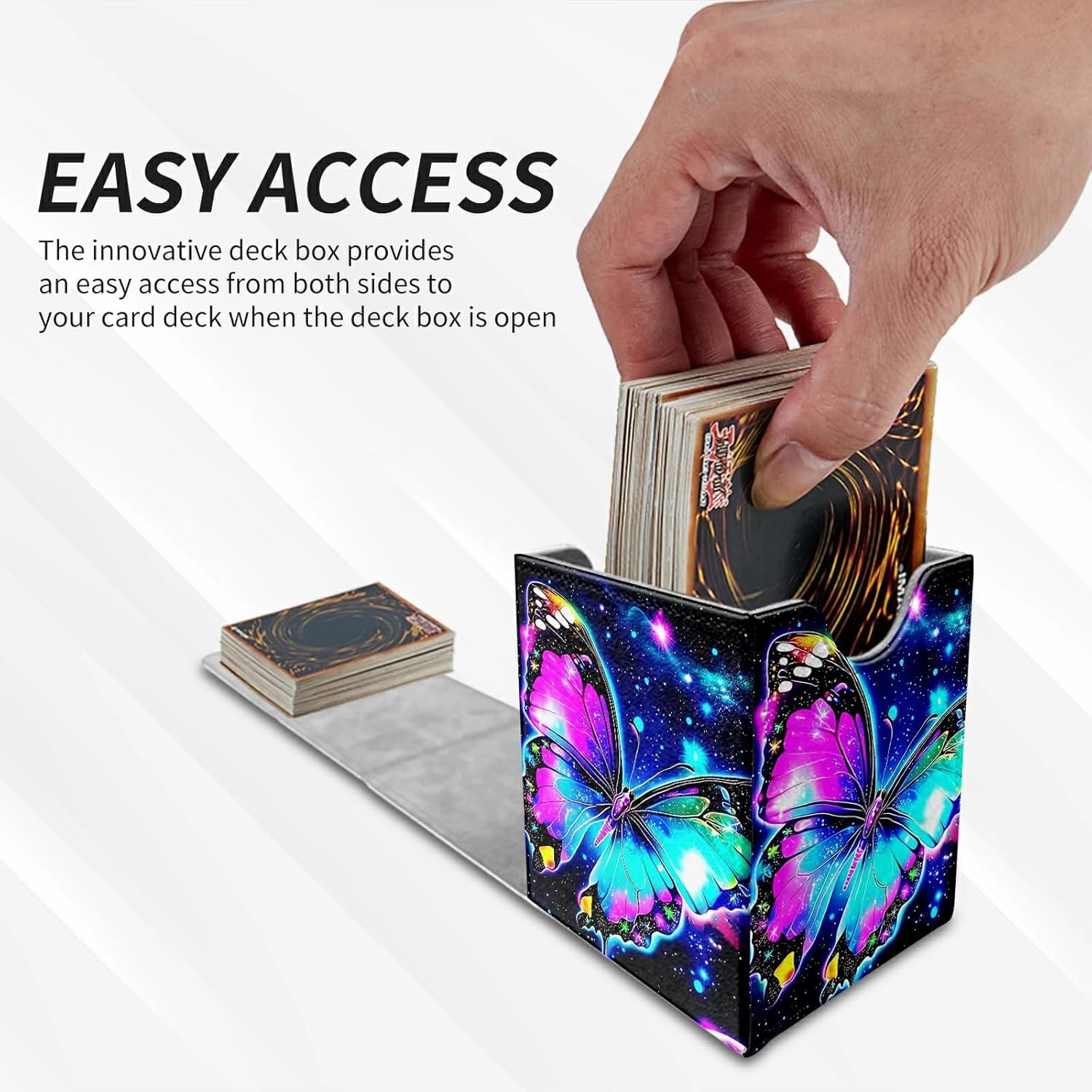 Card Deck Box Trading Cards with Strong Magnet Colorful Butterfly Theme Commander Storage Magic Premium Card Case for TCG CCG Magic Cards