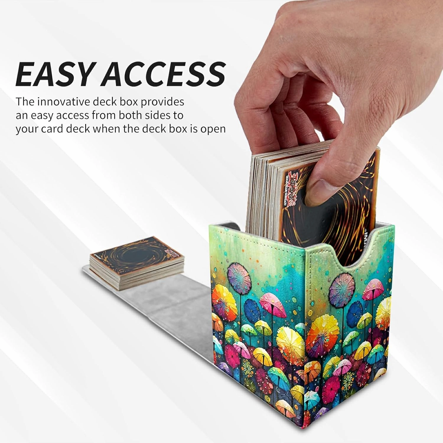 Card Deck Box Trading Cards with Strong Magnet Colorful Dandelion Theme Commander Storage Magic Premium Card Case for TCG CCG Magic Cards