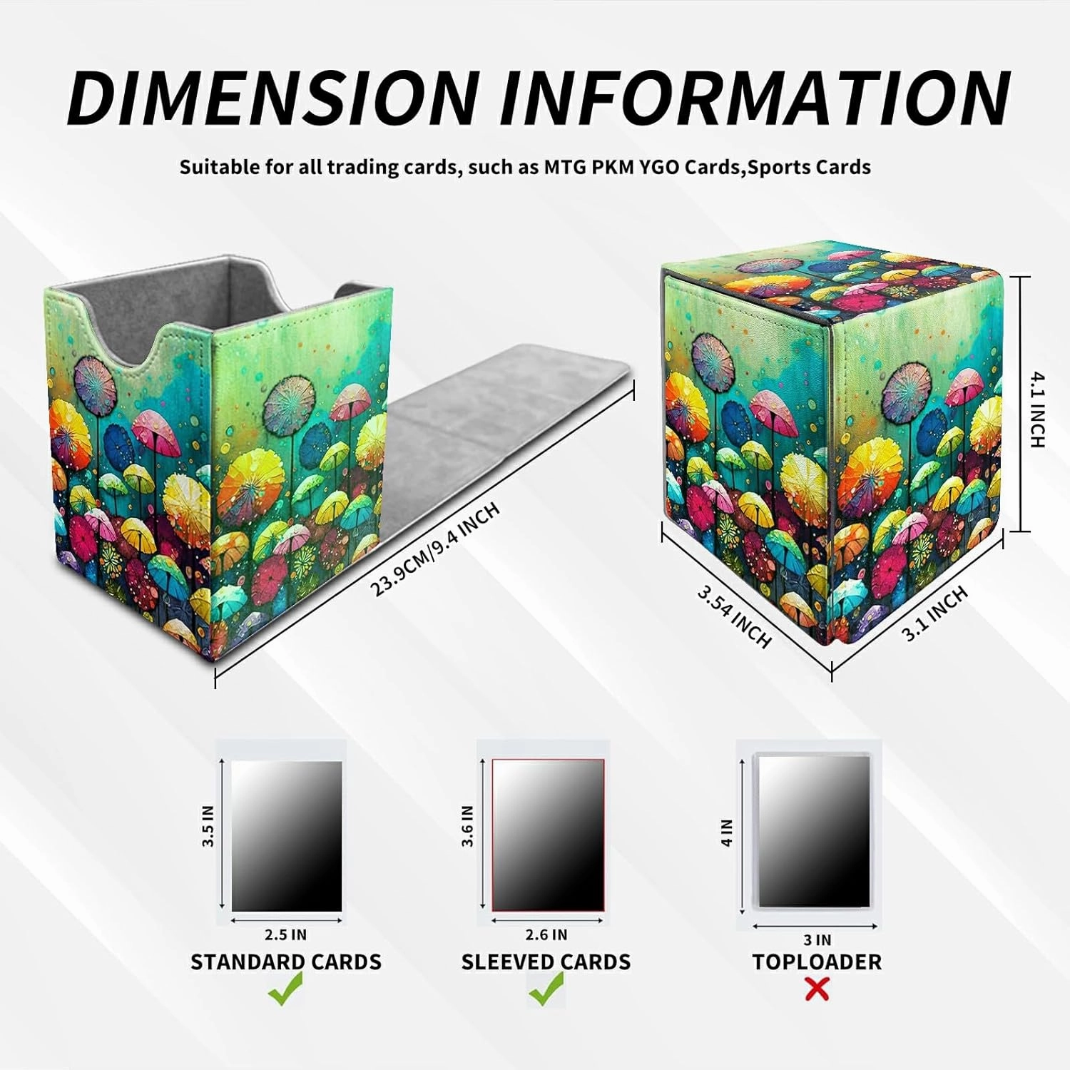 Card Deck Box Trading Cards with Strong Magnet Colorful Dandelion Theme Commander Storage Magic Premium Card Case for TCG CCG Magic Cards