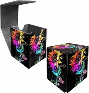 Card Deck Box Trading Cards with Strong Magnet Colorful Sunflowers Theme Commander Storage Magic Premium Card Case for TCG CCG Magic Cards