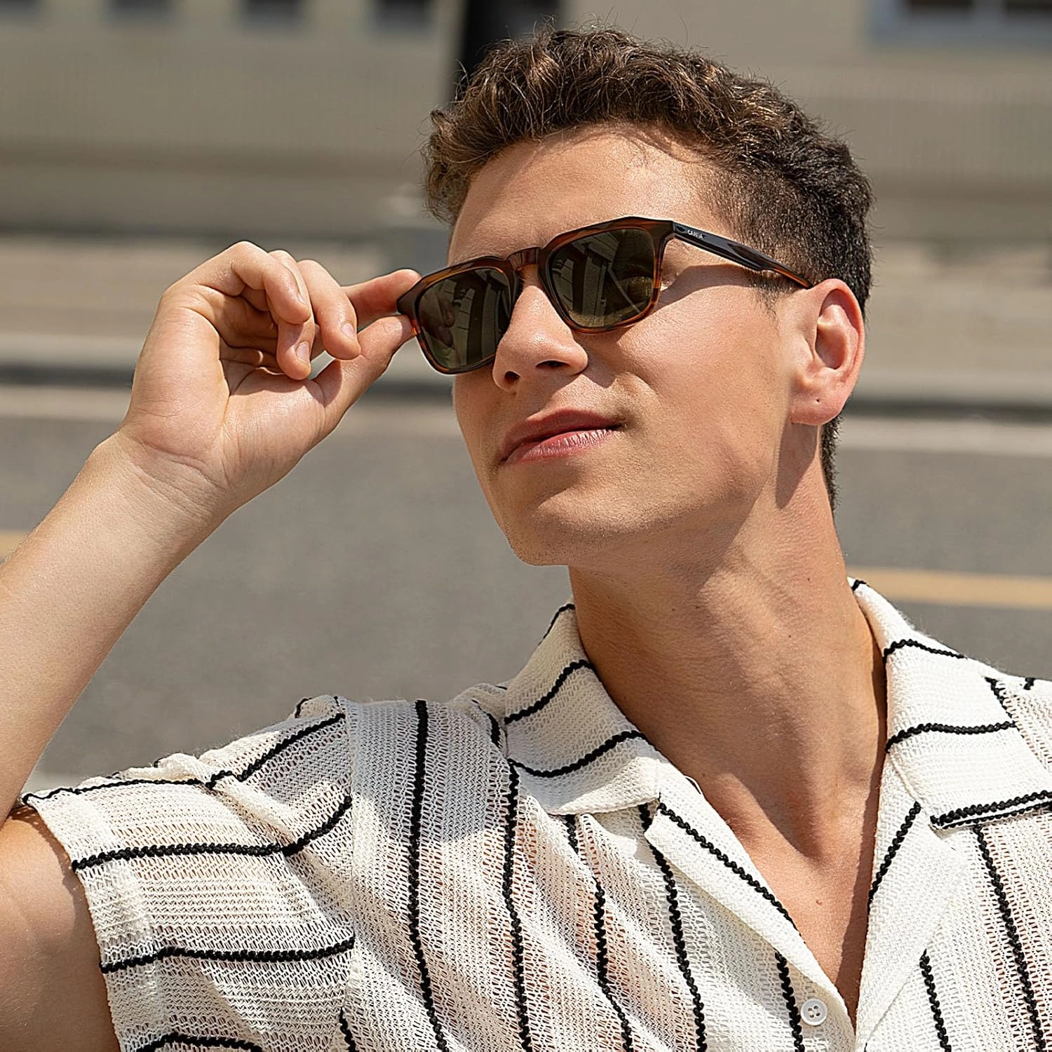 CARFIA Square Mens Sunglasses Polarized UV400 Protection Retro Modern Style Premium Acetate Shades