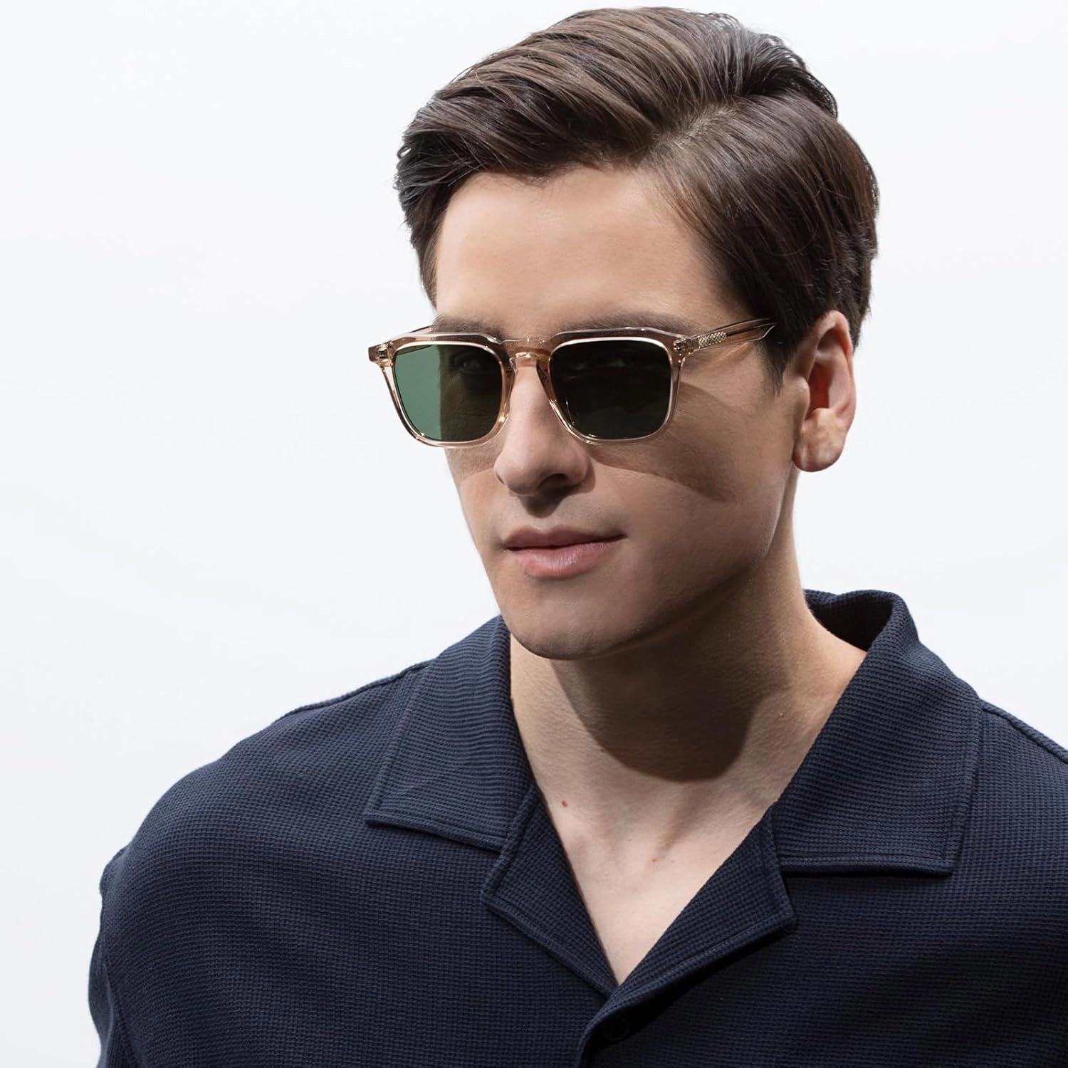 CARFIA Square Sunglasses for Men Polarized Retro 60s Design, Hand-crafted Acetate, UV400 Protection Cool Sun Glasses