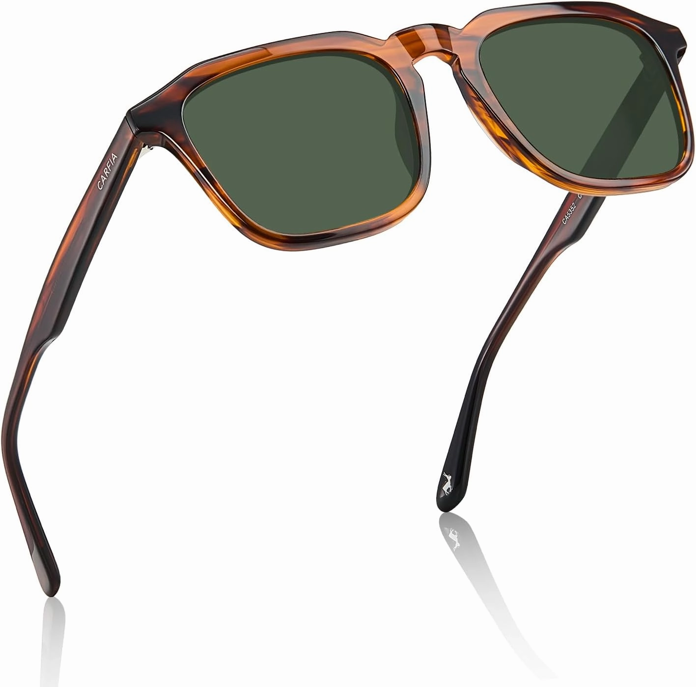 CARFIA Square Sunglasses for Men Polarized Retro 60s Design, Hand-crafted Acetate, UV400 Protection Cool Sun Glasses