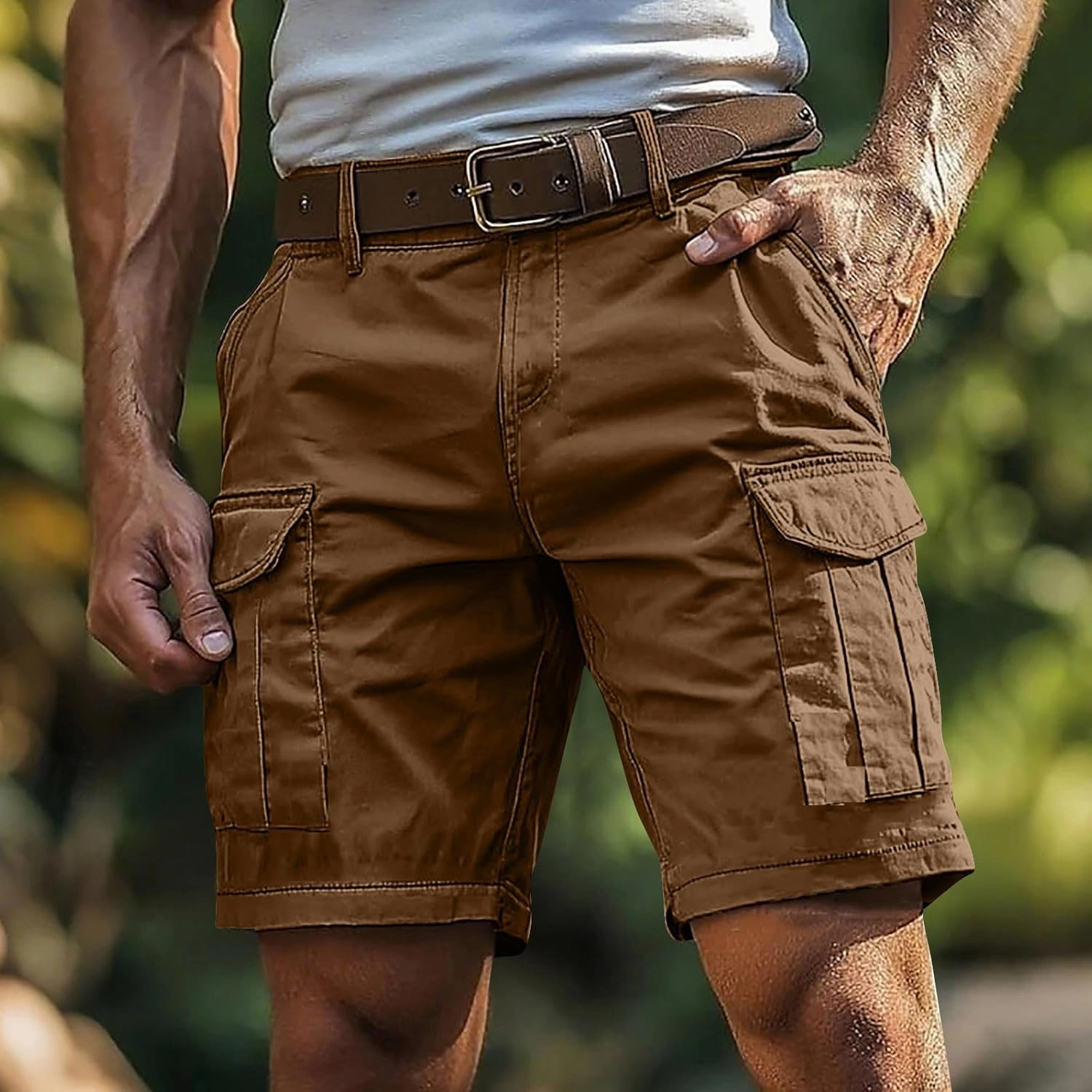 Cargo Shorts for Men 5 Inch Relaxed Fit Button-Fly Quick Dry Stretch Lightweight Tactical Wear Hiking with Multi Pockets