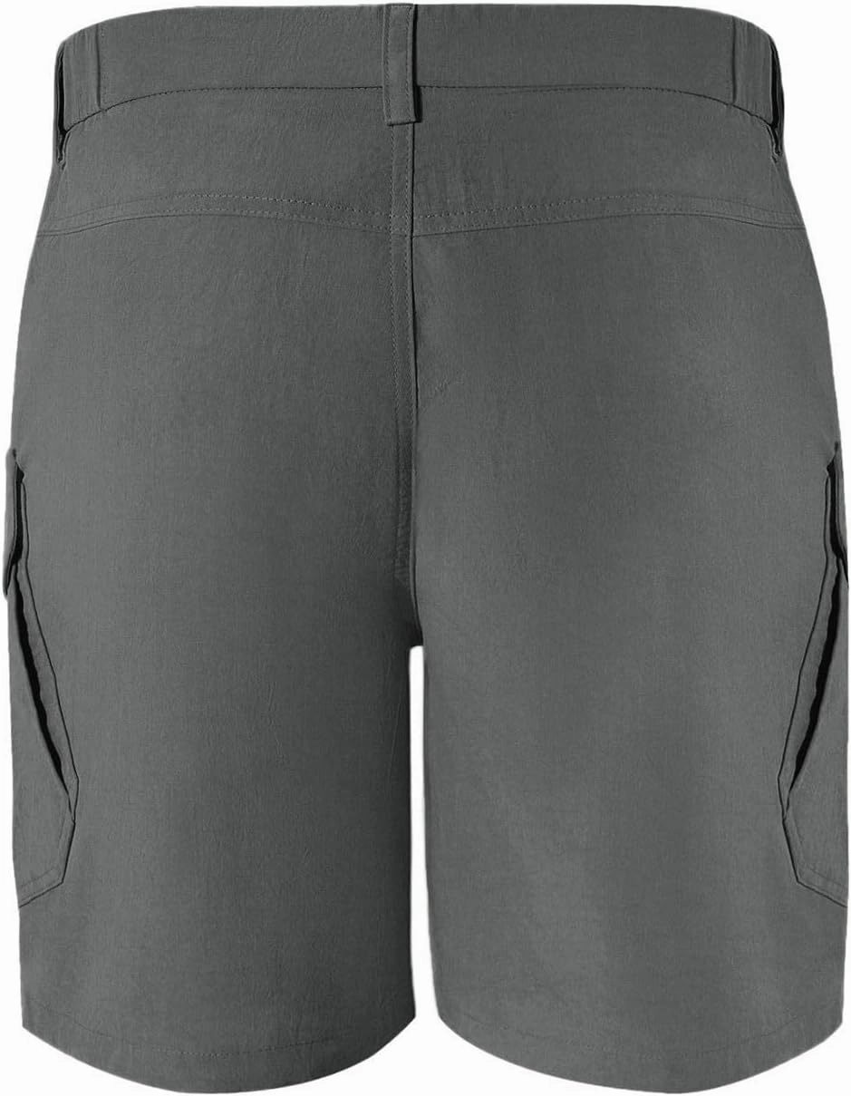 Cargo Shorts for Men's Full Lightweight Elastic Waist Loose Fit Pants Outdoor Hiking Fishing Muti-Pocket Shortss (No Belt)