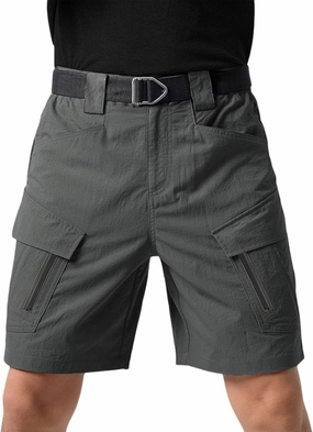 Cargo Shorts for Men's Full Lightweight Elastic Waist Loose Fit Pants Outdoor Hiking Fishing Muti-Pocket Shortss (No Belt)