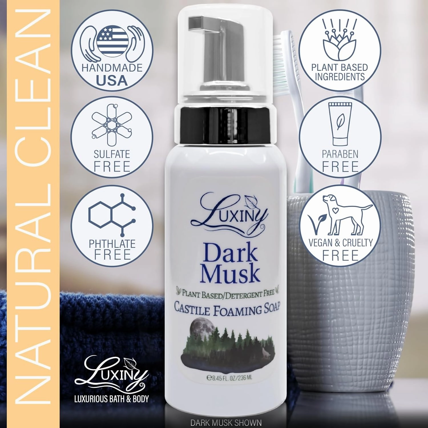Castile soap, Liquid Foaming Hand Soap, All Natural Moisturizing Hand Wash for the Kitchen & Bathroom, Palm Oil Free, Vegan & Cruelty Free, Made in the USA, 8.45 oz., 2 Pack (Lemon Drop)