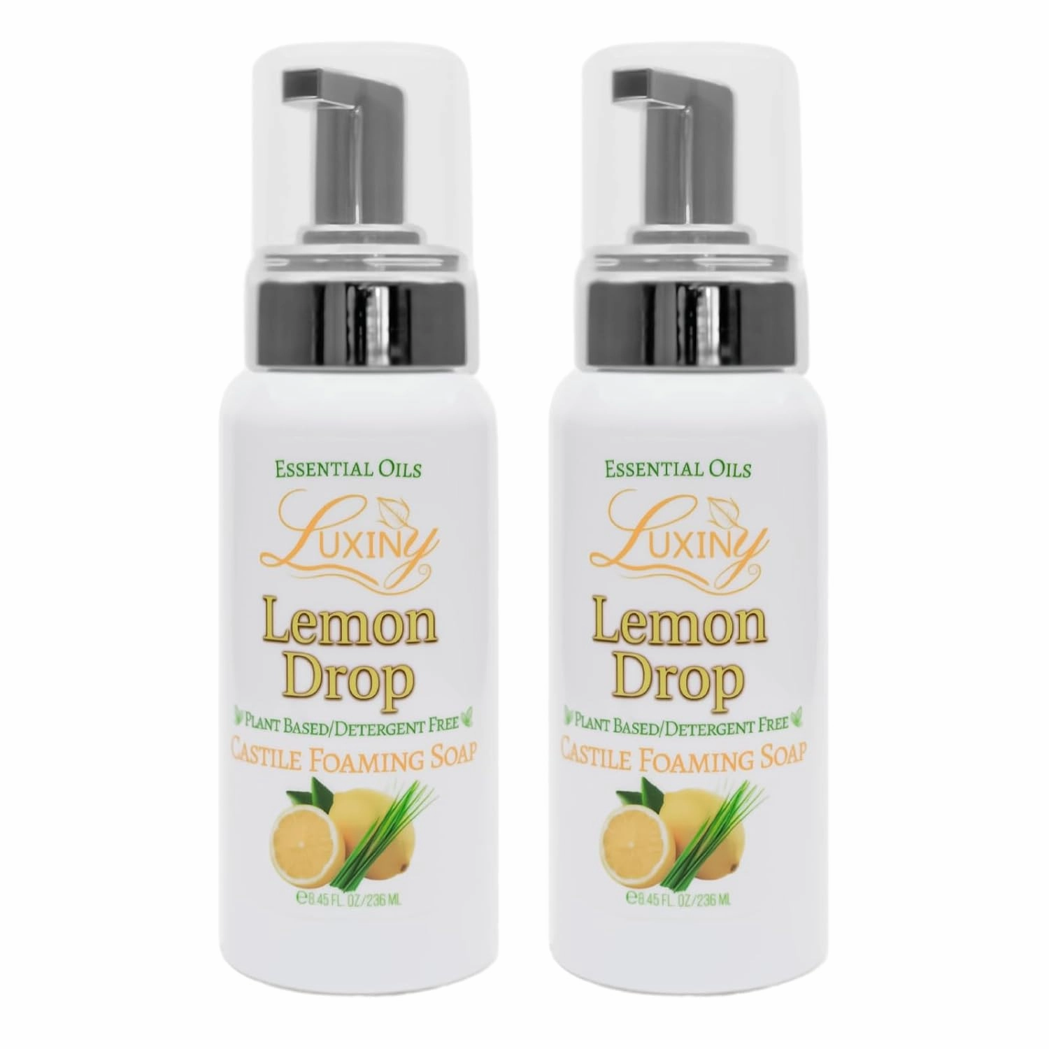 Castile soap, Liquid Foaming Hand Soap, All Natural Moisturizing Hand Wash for the Kitchen & Bathroom, Palm Oil Free, Vegan & Cruelty Free, Made in the USA, 8.45 oz., 2 Pack (Lemon Drop)